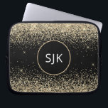 Capa Para Notebook Monograma Dourado Negra Negra Menino Moderno e Lum<br><div class="desc">Mala de Iniciais Elegantes e Douradas e Negras,  de Brilho Moderno e Elegante,  e de Elegantes Monogramas. Esse caso pode ser personalizado para incluir seu nome inicial e próprio.</div>