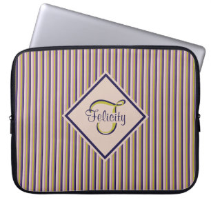 Capa Para Notebook Monograma Dourado, violeta, púrpura e cor-de-rosa