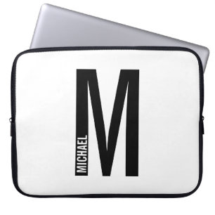 Capa Para Notebook Monograma e Nome de Negrito Personalizado Moderno