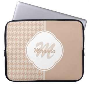 Capa Para Notebook Monograma e nome do pré-ppy Beige e Tan Houndstoot
