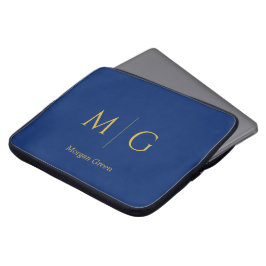 Capa Para Notebook Monograma Elegante com Nome em Azul Marinho