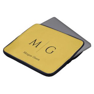 Capa Para Notebook Monograma Elegante com Nome em Design M Dourado