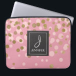 Capa Para Notebook Monograma Elegante de folha cor-de-rosa e dourada<br><div class="desc">Mala Elegante de Folha de Ouro Cor-de-rosa e Falso Confetti. Esse caso pode ser personalizado para incluir o nome inicial e o nome do cheio.</div>