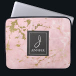Capa Para Notebook Monograma Elegante de Mármore Dourado rosa rosa ro<br><div class="desc">Rosa Rosa Rosa Rosa Dourada,  Faux Marble Elegante,  Caso Monograma. Esse caso pode ser personalizado para incluir o nome inicial e o nome do cheio.</div>