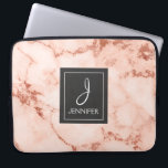 Capa Para Notebook Monograma Elegante de Mármore Dourado rosa rosa ro<br><div class="desc">Rosa Rosa Rosa Rosa Dourada,  Faux Marble Elegante,  Caso Monograma. Esse caso pode ser personalizado para incluir o nome inicial e o nome do cheio.</div>