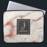 Capa Para Notebook Monograma Elegante de Mármore Dourado rosa rosa ro<br><div class="desc">Rosa Rosa Rosa Rosa Dourada,  Faux Marble Elegante,  Caso Monograma. Esse caso pode ser personalizado para incluir o nome inicial e o nome do cheio.</div>