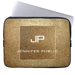 Capa Para Notebook Monograma Elegante moderno - Modelo Dourado
