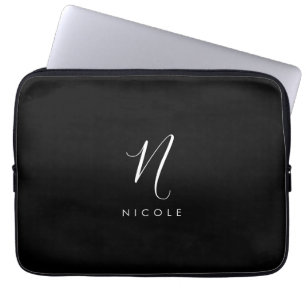 Capa Para Notebook Monograma Elegante Preto e Branco