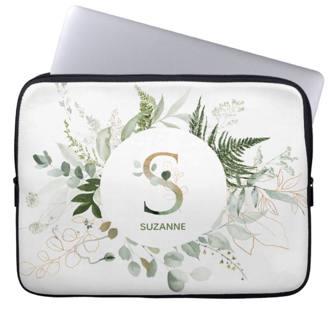Capa Para Notebook Monograma Elegante S Eucalyptus Wreath (Frente)