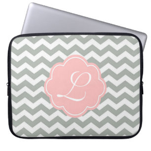 Capa Para Notebook Monograma elegante, tenda, cinza moderna