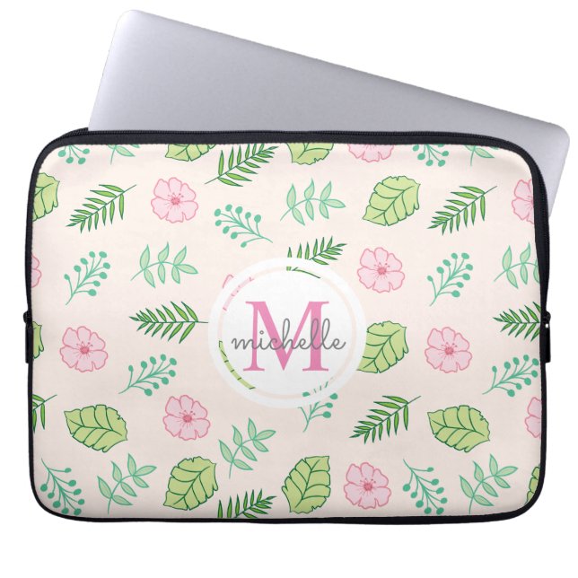 Capa Para Notebook Monograma Floral Clássico Moderno (Frente)