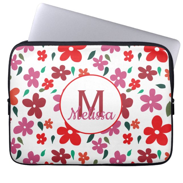 Capa Para Notebook Monograma Floral Mínimo Colorido (Frente)