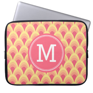 Capa Para Notebook Monograma Geométrico de Blush Rosa Personalizado