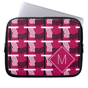Capa Para Notebook Monograma Geométrico Magenta Étnica
