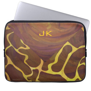 Capa Para Notebook Monograma Giraffe Brown, Impressão amarelo