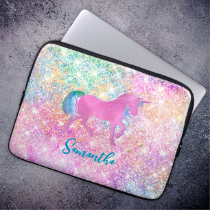 Capa Para Notebook Monograma Glitter, Cor-de-rosa, do arco-íris