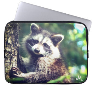 Capa Para Notebook Monograma & Guaxinim Selvagem na Selva