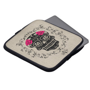 Capa Para Notebook Monograma Hipster Black & Pink Sugar Skype