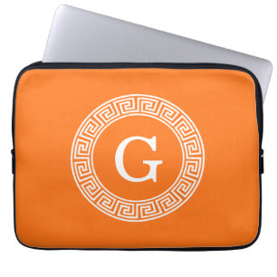 Capa Para Notebook Monograma inicial do Quadro chave grego Pumpkin Wh
