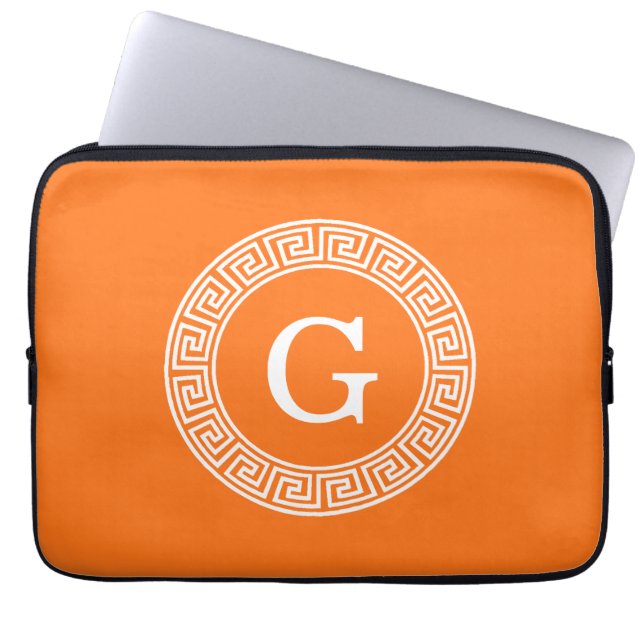 Capa Para Notebook Monograma inicial do Quadro chave grego Pumpkin Wh (Frente)