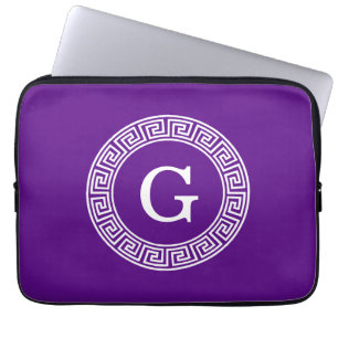Capa Para Notebook Monograma Inicial do Quadro-Chave Grego - Purple W