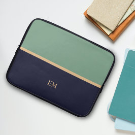 Capa Para Notebook Monograma Inicial Simples e Branco Verde