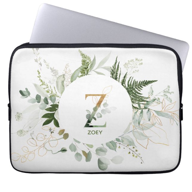 Capa Para Notebook Monograma - Letra Z Foliage Bolsa de laptop (Frente)