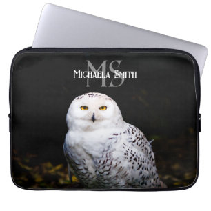 Capa Para Notebook Monograma majestoso de coruja de neve de inverno c