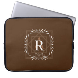 Capa Para Notebook Monograma Marrom Moderno e Elegante