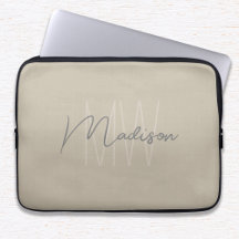 Monograma Minimalista Moderno Nome Script Bege