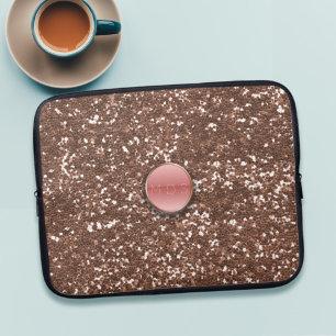 Capa Para Notebook Monograma Moderno Elegante de Bling com Glitter Do