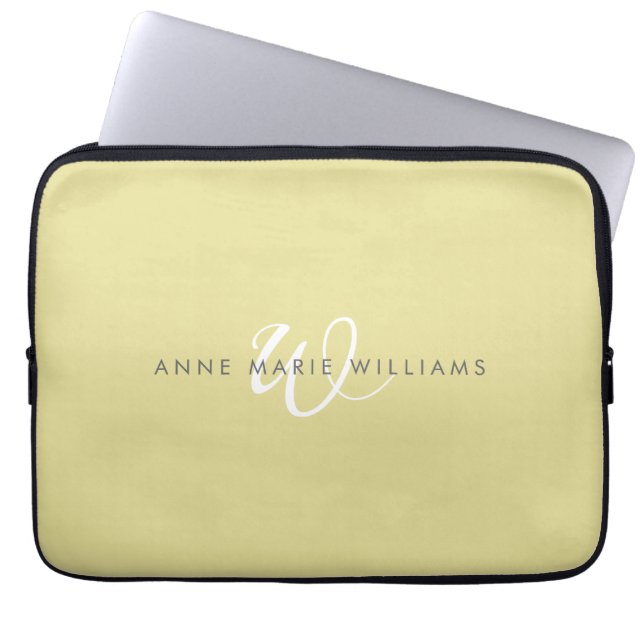 Capa Para Notebook Monograma moderno em branco com escrita em Chartre (Frente)