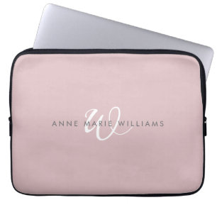 Capa Para Notebook Monograma moderno em branco com letra cursiva em l