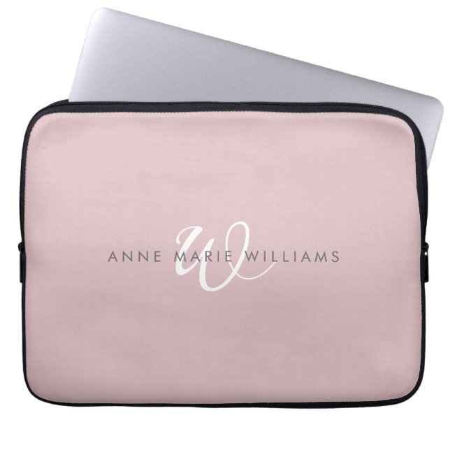 Capa Para Notebook Monograma moderno em branco com letra cursiva em l (Frente)