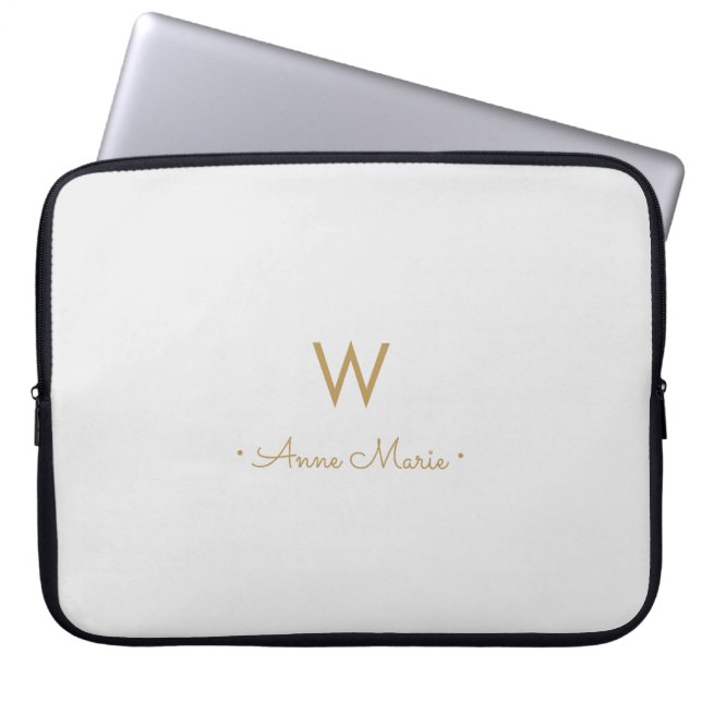 Capa Para Notebook Monograma Moderno em Grafite Dourado Script (Frente)