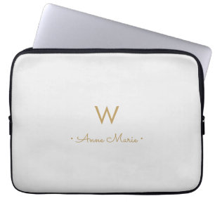 Capa Para Notebook Monograma Moderno em Grafite Dourado Script