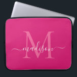 Capa Para Notebook Monograma Moderno - Magenta - Rosa - Nome do Scrip<br><div class="desc">Modern Monograma Hot Magenta Cor-de-rosa Branca Girly Chic Script Name computador capa</div>