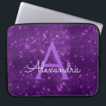 Capa Para Notebook Monograma moderno roxo elegante da faísca<br><div class="desc">Caixa elegante roxa elegante do monograma do reflexo e da faísca do falso. Este caso pode ser personalizado para incluir seus inicial e nome.</div>