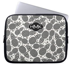 Capa Para Notebook Monograma monocromático dos abacaxis