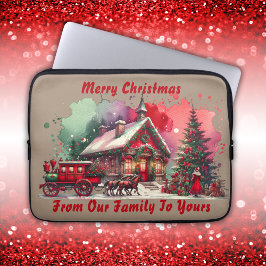 Capa Para Notebook Monograma Natais vintages festivos em castanho |