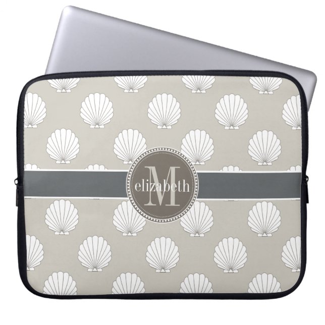 Capa Para Notebook Monograma natural dos Seashells das partes (Frente)