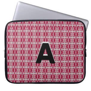 Capa Para Notebook Monograma no padrão geométrico burgundy e prata