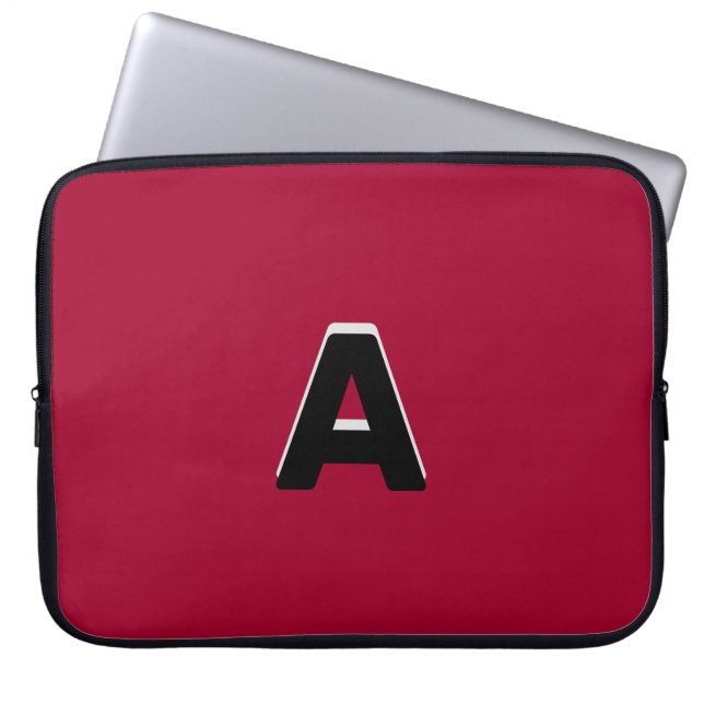 Capa Para Notebook Monograma no padrão geométrico burgundy e prata (Frente)