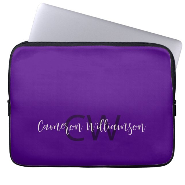Capa Para Notebook Monograma Nome Chic Solid Indigo Roxo (Frente)