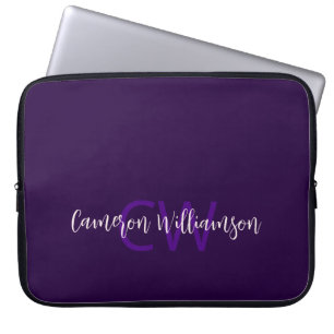 Capa Para Notebook Monograma Nome Minimalista Solid Deep Violet