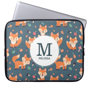 Capa Para Notebook Monograma - Padrão Animal Raposa Laranja-Cuta