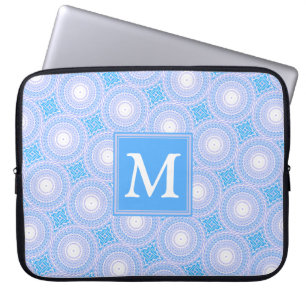 Capa Para Notebook Monograma Padrão de círculos elétricos azuis