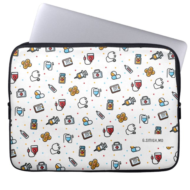 Capa Para Notebook Monograma. Padrão Médico. Para médicos e enfermeir (Frente)