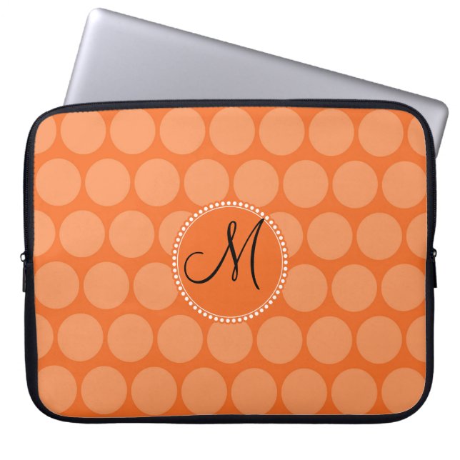 Capa Para Notebook Monograma Personalizado Bolinhas Laranja Iniciais (Frente)