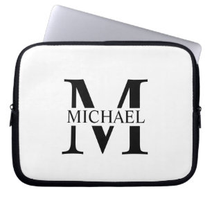 Capa Para Notebook Monograma Personalizado Branco e Nome